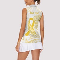 Be Bold Go Gold Polyneisan Ribbon Childhood Personalised Women Sleeveless Polo Shirt LT9 - Polynesian Pride
