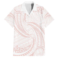 White Sunday Lotu Tamaiti Family Matching Off The Shoulder Long Sleeve Dress and Hawaiian Shirt Polynesian Wave Pastel Blush LT9 Dad's Shirt - Short Sleeve Blush - Polynesian Pride