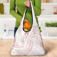 White Sunday Lotu Tamaiti Grocery Bag Polynesian Wave Pastel Blush - Polynesian Pride