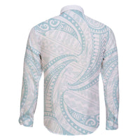 White Sunday Lotu Tamaiti Family Matching Off The Shoulder Long Sleeve Dress and Hawaiian Shirt Polynesian Wave Pastel Cyan LT9 - Polynesian Pride