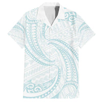 White Sunday Lotu Tamaiti Family Matching Tank Maxi Dress and Hawaiian Shirt Polynesian Wave Pastel Cyan LT9 Dad's Shirt - Short Sleeve Cyan - Polynesian Pride
