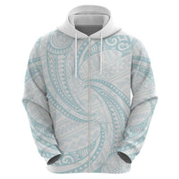 White Sunday Lotu Tamaiti Hoodie Polynesian Wave Pastel Cyan - Polynesian Pride
