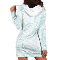 White Sunday Lotu Tamaiti Hoodie Dress Polynesian Wave Pastel Cyan LT9 - Polynesian Pride