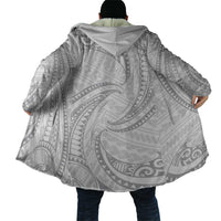 White Sunday Lotu Tamaiti Cloak Polynesian Wave Pastel Gray - Polynesian Pride