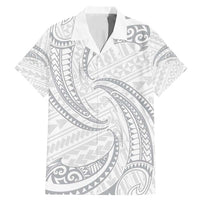 White Sunday Lotu Tamaiti Family Matching Mermaid Dress and Hawaiian Shirt Polynesian Wave Pastel Gray LT9 Dad's Shirt - Short Sleeve Gray - Polynesian Pride