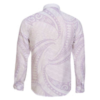 White Sunday Lotu Tamaiti Family Matching Off The Shoulder Long Sleeve Dress and Hawaiian Shirt Polynesian Wave Pastel Mauve LT9 - Polynesian Pride