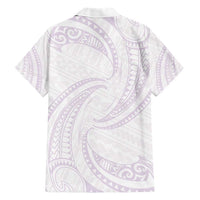 White Sunday Lotu Tamaiti Family Matching Short Sleeve Bodycon Dress and Hawaiian Shirt Polynesian Wave Pastel Mauve LT9 - Polynesian Pride