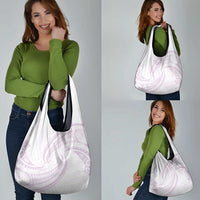 White Sunday Lotu Tamaiti Grocery Bag Polynesian Wave Pastel Mauve - Polynesian Pride