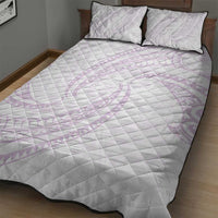 White Sunday Lotu Tamaiti Quilt Bed Set Polynesian Wave Pastel Mauve - Polynesian Pride