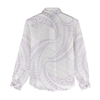 White Sunday Lotu Tamaiti Women Casual Shirt Polynesian Wave Pastel Mauve LT9 - Polynesian Pride