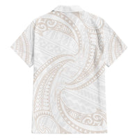 White Sunday Lotu Tamaiti Family Matching Tank Maxi Dress and Hawaiian Shirt Polynesian Wave Pastel Nude LT9 - Polynesian Pride