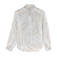 White Sunday Lotu Tamaiti Women Casual Shirt Polynesian Wave Pastel Nude LT9 - Polynesian Pride