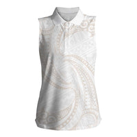 White Sunday Lotu Tamaiti Women Sleeveless Polo Shirt Polynesian Wave Pastel Nude LT9 Female Nude - Polynesian Pride