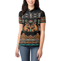 Black Batik Papua-inspired Pattern Women Polo Shirt - Polynesian Pride