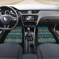 Dark Cyan Blue Batik Papua-inspired Pattern Car Mats - Polynesian Pride