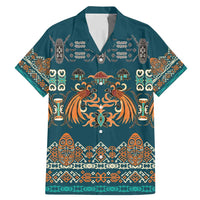 Dark Cyan Blue Batik Papua-inspired Pattern Family Matching Mermaid Dress and Hawaiian Shirt LT9 Dad's Shirt - Short Sleeve Blue - Polynesian Pride