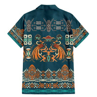 Dark Cyan Blue Batik Papua-inspired Pattern Family Matching Mermaid Dress and Hawaiian Shirt LT9 - Polynesian Pride
