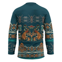 Dark Cyan Blue Batik Papua-inspired Pattern Hockey Jersey - Polynesian Pride