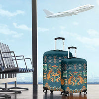 Dark Cyan Blue Batik Papua-inspired Pattern Luggage Cover - Polynesian Pride