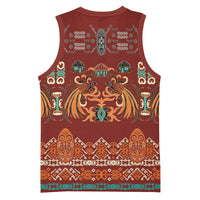Oxblood Batik Papua-inspired Pattern Basketball Jersey - Polynesian Pride