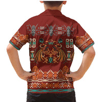 Oxblood Batik Papua-inspired Pattern Family Matching Mermaid Dress and Hawaiian Shirt LT9 - Polynesian Pride