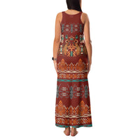 Oxblood Batik Papua-inspired Pattern Family Matching Tank Maxi Dress and Hawaiian Shirt LT9 - Polynesian Pride