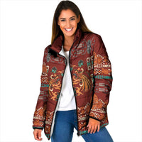Oxblood Batik Papua-inspired Pattern Padded Jacket - Polynesian Pride