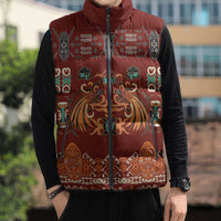Oxblood Batik Papua-inspired Pattern Sleeveless Puffer Jacket - Polynesian Pride