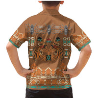 Terracotta Batik Papua-inspired Pattern Family Matching Mermaid Dress and Hawaiian Shirt LT9 - Polynesian Pride