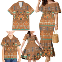 Terracotta Batik Papua-inspired Pattern Family Matching Mermaid Dress and Hawaiian Shirt LT9 - Polynesian Pride
