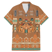 Terracotta Batik Papua-inspired Pattern Family Matching Mermaid Dress and Hawaiian Shirt LT9 Dad's Shirt - Short Sleeve Gold - Polynesian Pride