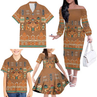 Terracotta Batik Papua-inspired Pattern Family Matching Off The Shoulder Long Sleeve Dress and Hawaiian Shirt LT9 - Polynesian Pride