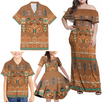 Terracotta Batik Papua-inspired Pattern Family Matching Off Shoulder Maxi Dress and Hawaiian Shirt LT9 - Polynesian Pride