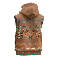 Terracotta Batik Papua-inspired Pattern Sleeveless Hoodie - Polynesian Pride