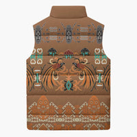 Terracotta Batik Papua-inspired Pattern Sleeveless Puffer Jacket - Polynesian Pride