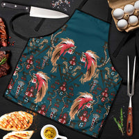 Dark Cyan Blue Bird of Batik Papua Apron Exotic Natural Wealth of Papua - Polynesian Pride