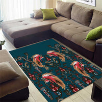 Dark Cyan Blue Bird of Batik Papua Area Rug Exotic Natural Wealth of Papua LT9 - Polynesian Pride