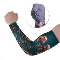 Dark Cyan Blue Bird of Batik Papua Arm Sleeves Exotic Natural Wealth of Papua LT9 Set of 2 Blue - Polynesian Pride