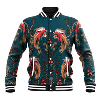 Dark Cyan Blue Bird of Batik Papua Baseball Jacket Exotic Natural Wealth of Papua LT9 Unisex Blue - Polynesian Pride