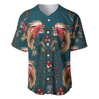 Dark Cyan Blue Bird of Batik Papua Baseball Jersey Exotic Natural Wealth of Papua LT9 Blue - Polynesian Pride