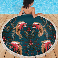 Dark Cyan Blue Bird of Batik Papua Beach Blanket Exotic Natural Wealth of Papua LT9 - Polynesian Pride