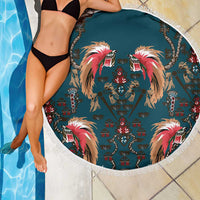 Dark Cyan Blue Bird of Batik Papua Beach Blanket Exotic Natural Wealth of Papua LT9 - Polynesian Pride