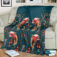 Dark Cyan Blue Bird of Batik Papua Blanket Exotic Natural Wealth of Papua LT9 - Polynesian Pride