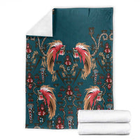 Dark Cyan Blue Bird of Batik Papua Blanket Exotic Natural Wealth of Papua LT9 - Polynesian Pride