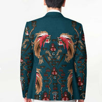Dark Cyan Blue Bird of Batik Papua Blazer Exotic Natural Wealth of Papua LT9 - Polynesian Pride