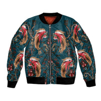 Dark Cyan Blue Bird of Batik Papua Bomber Jacket Exotic Natural Wealth of Papua LT9 Unisex Blue - Polynesian Pride