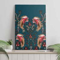 Dark Cyan Blue Bird of Batik Papua Canvas Wall Art Exotic Natural Wealth of Papua LT9 - Polynesian Pride