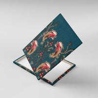Dark Cyan Blue Bird of Batik Papua Canvas Wall Art Exotic Natural Wealth of Papua LT9 With Frame Blue - Polynesian Pride