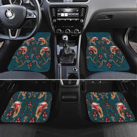 Dark Cyan Blue Bird of Batik Papua Car Mats Exotic Natural Wealth of Papua LT9 Set 4pcs Blue - Polynesian Pride