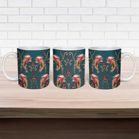 Dark Cyan Blue Bird of Batik Papua Ceramic Mug Exotic Natural Wealth of Papua LT9 - Polynesian Pride